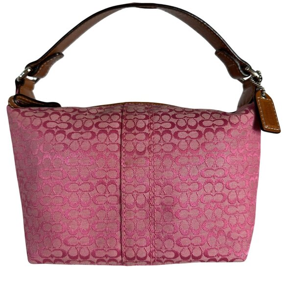 Coach Y2K Pink Signature Mini C Canvas Leather Handbag Monogram Baguette Demi - Picture 1 of 14